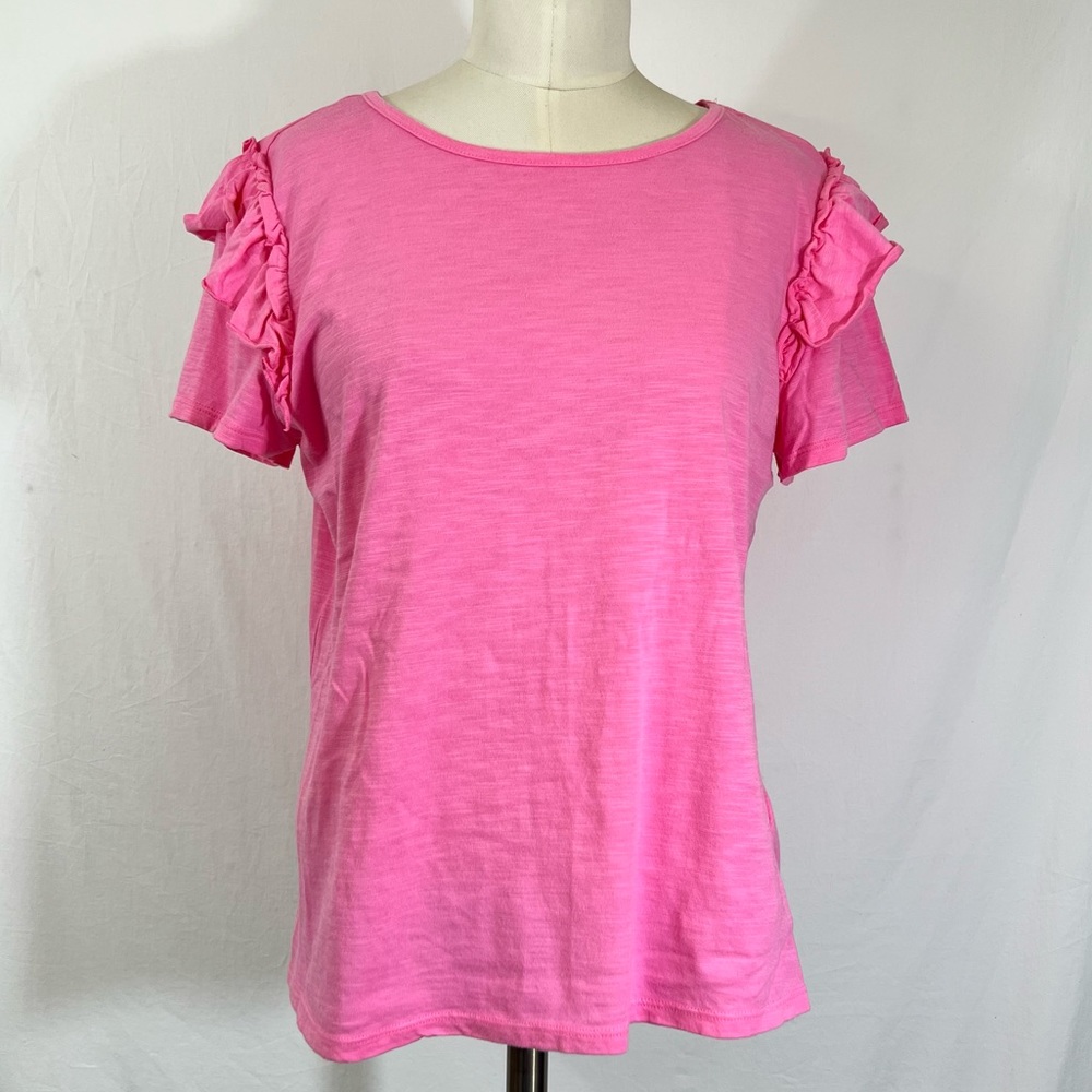 CeCe Pink Ruffled Sleeve Top
